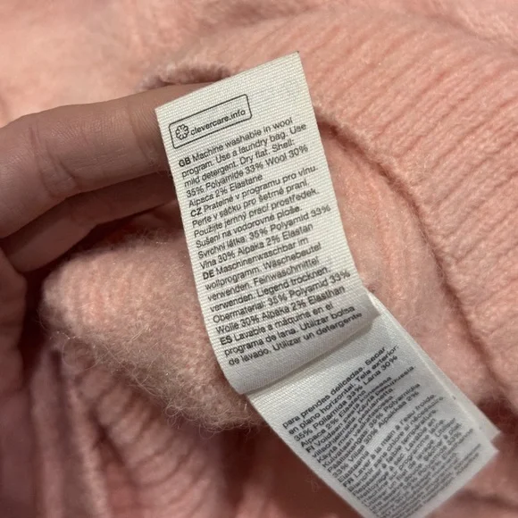 Paris Atelier & Other Stories Soft Pink Wool & Alpaca Blend Bee Cardigan - Picture 10 of 12